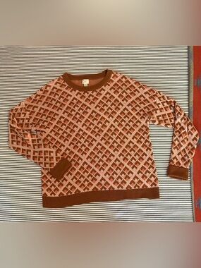 Pink and Brown Geometric Crewneck Sweater